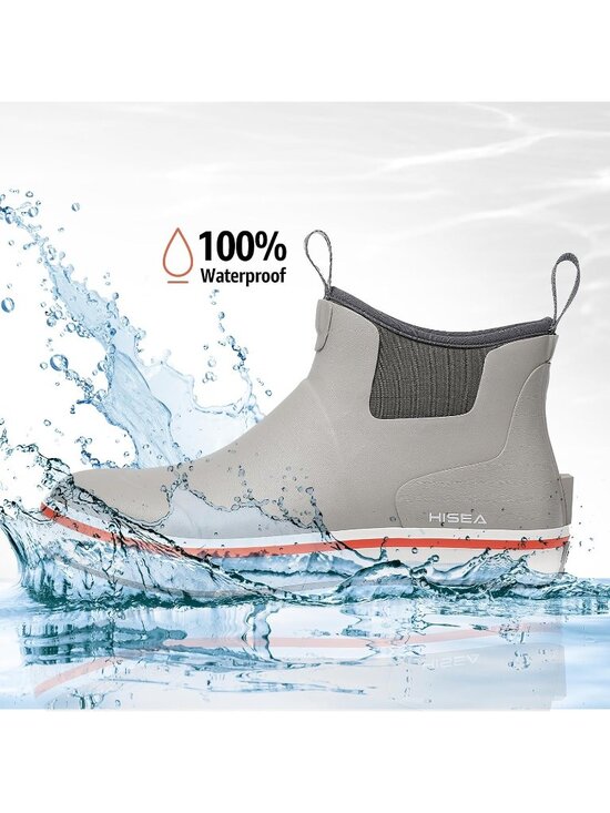 Men\'s Grey Ankle Deck Waterproof Rubber Neoprene Fishing Non-Slip Rain Boots main image 6